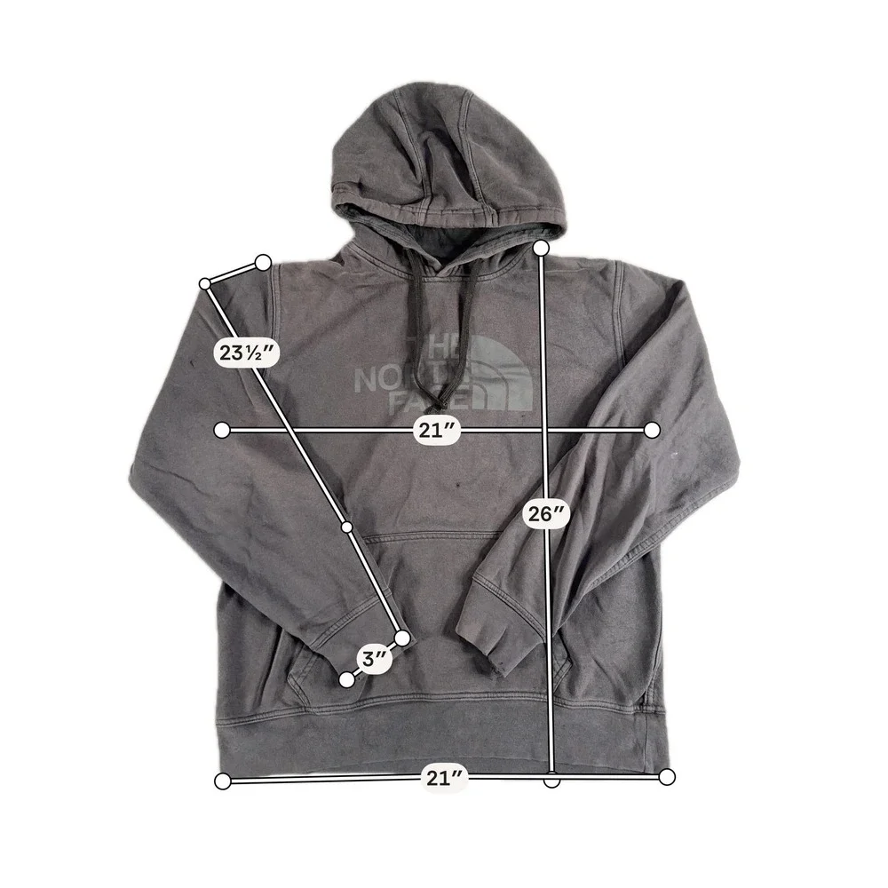 The North‎ Face Hoodie Mens Medium Gray Fleece Pullover Sweatshirt Logo Graphic